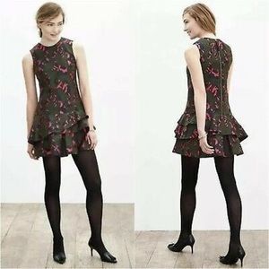 Banana Republic Green Pink Womens Jacquard Drop Waist Cocktail Dress